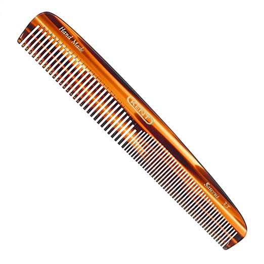Kent Handmade Saw Cut 148 Millimeter Coarse and Fine Tooth Dressing Comb, Hand Sawn Cellulose Acetate with Rounded Teeth, Faux Tortoiseshell Design, A 3T