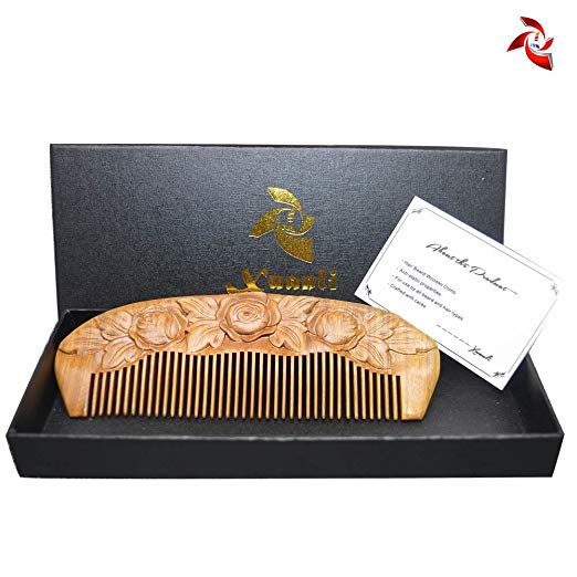 Xuanli Wood Combs Natural Green Sandalwood Combs Top Quality Handmade Combs For Hair No Static (M024)