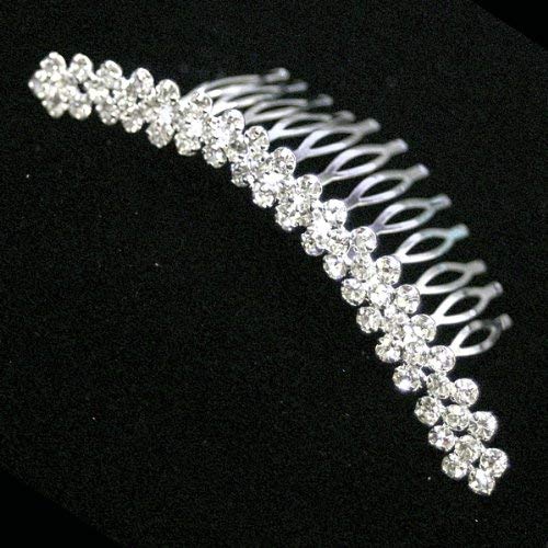 Round Crystals 3Row Checker Pattern Upright Hair Comb