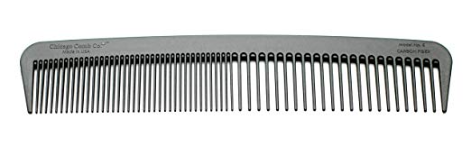 Chicago Comb Model 6 Carbon Fiber, Made in USA, fine & wide tines, ultra smooth, strong & light, anti-static, heat-resistant, 7