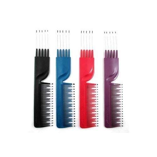 Mebco Flipside Stainless Metal Comb FP2 Color: Black 4 pieces, Hair detangler, detangles, won’t hurt your scalp, pick, pik, pulls the knots out of your hair, no more tangle, adults and kids, boys and girls, professional, personal use, for all hair types, long hair, short hair,