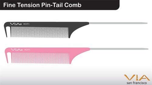 Fine Tension Pin-tail Comb - Black (2 Pack)