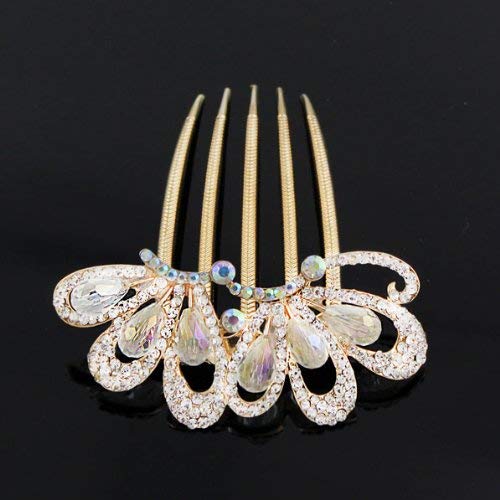 Gold Finish Clear Rhinestone Butterflies French Twist Up-do Comb
