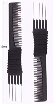 2pcs Professional Salon Teasing Back Combs, Black Carbon Comb