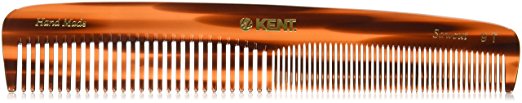 Kent - The Handmade Comb - Coarse and Fine Toothed Comb Sawcut 9T, Large, 192 mm
