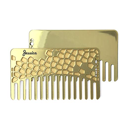 Personalized Go-Comb + Mirror - Custom Brass Hair Comb - Fit For Your Wallet