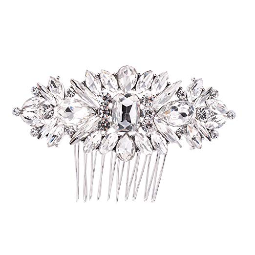 SEPBRIDALS Crystal Rhinestone Bride Wedding Hair Comb Pins Side Comb Accessories Jewelry GT4381 (Silver)