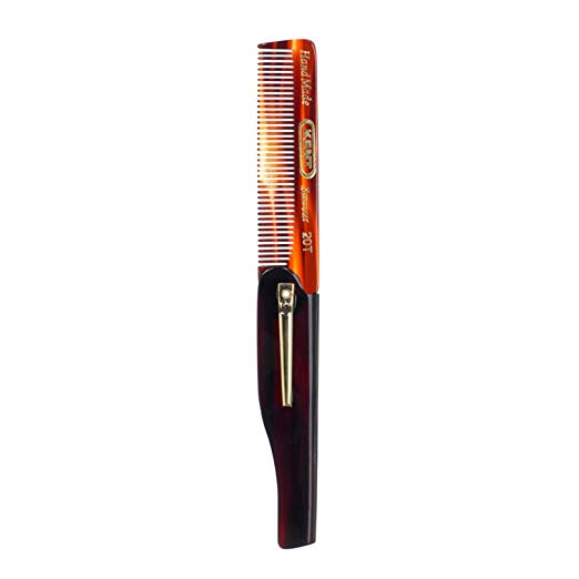Kent 20T - 100mm Fine Tooth Folding Comb with Pocket Clip