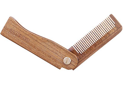 Hawatour Folding Wood Comb Pocket Size Hair and Beard Fold Wooden Comb (Upgraded Version)