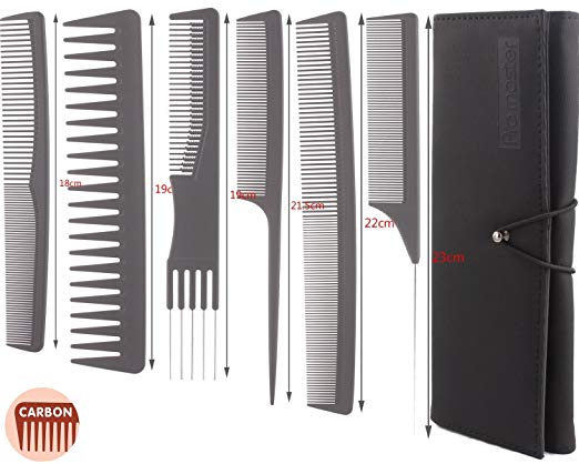 6pcs Professional Salon Hair Cutting Comb Set, Stylist Hairdresser Barber Comb Set, Stylist Carbon Comb Set