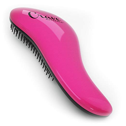 Detangling Brush - Glide Thru Detangler Hair Comb or Brush - No More Tangle - Adults & Kids - Pink (Pink)
