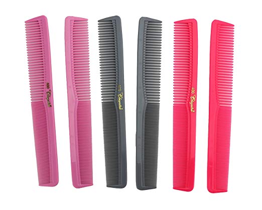 Krest Cleopatra 7 Inch All Purpose Barber Cutting Comb. Flat Back Styler Comb. Numbered ruler. Colors Neon Pink, Grey, Deep Pink. 6-Pack